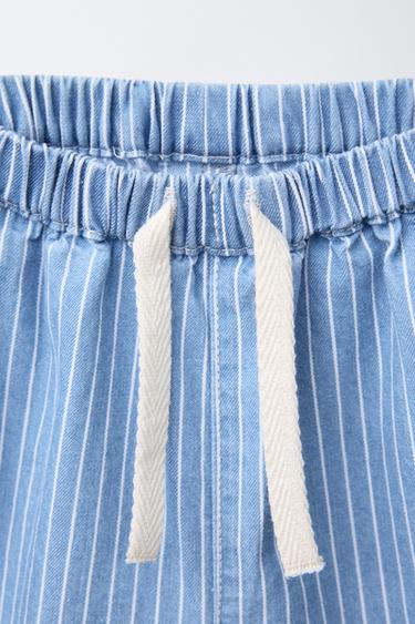 BERMUDA EN JEAN RAYURES - Bleu de Zara - Image 2