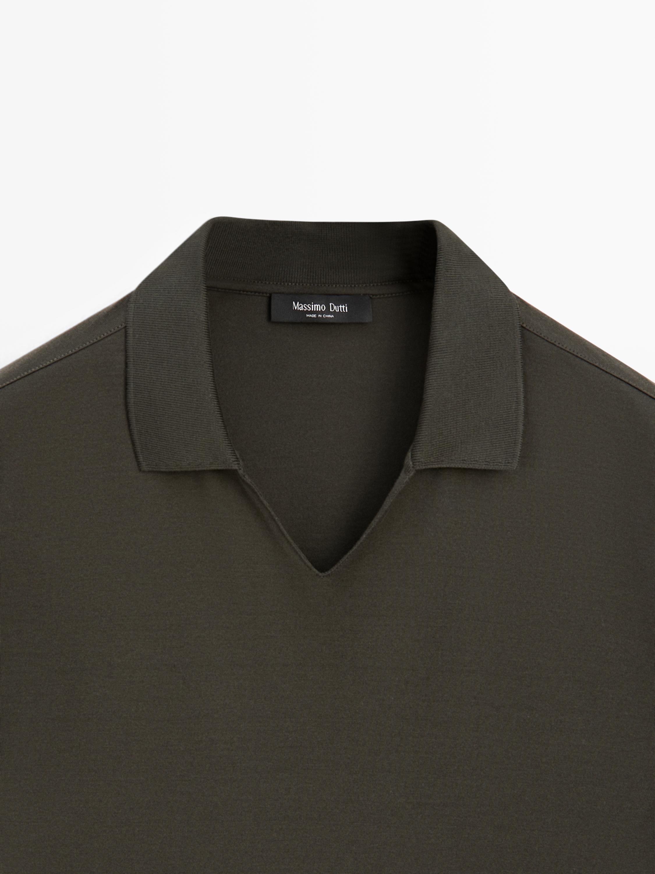 Cotton V-neck polo shirt