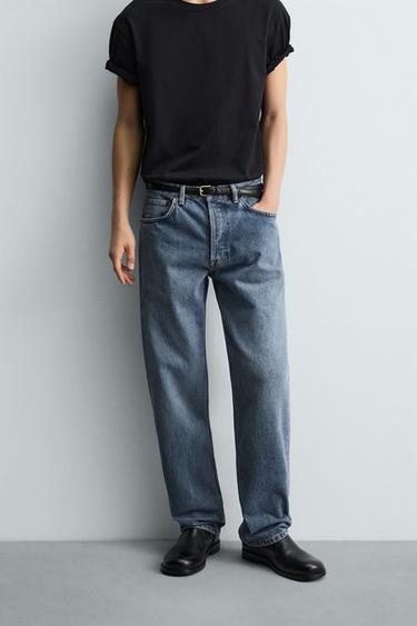 Zara STRAIGHT FIT JEANS - Mid-blue