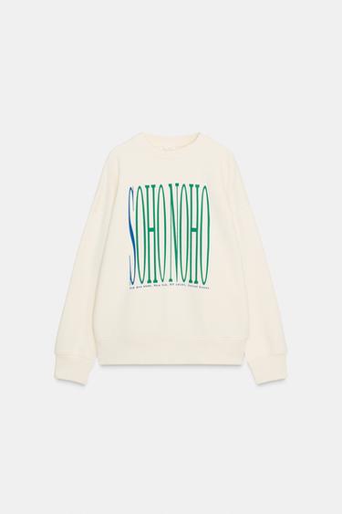 Zara TEXT SWEATSHIRT - Ecru