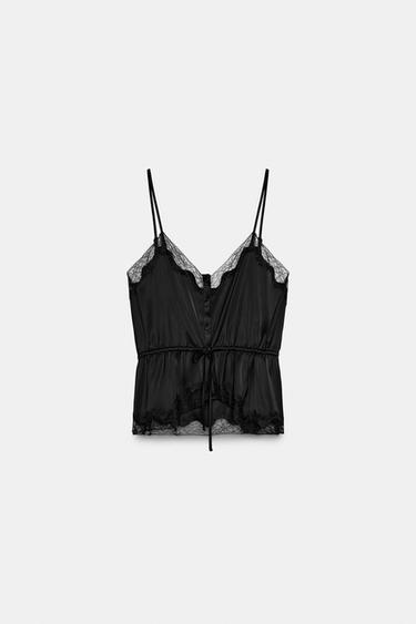TOP COMBINADO ENCAJE - Negro de Zara