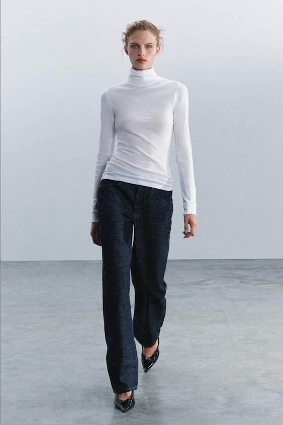 Zara MOCK NECK TOP - Oyster-white - Image 0