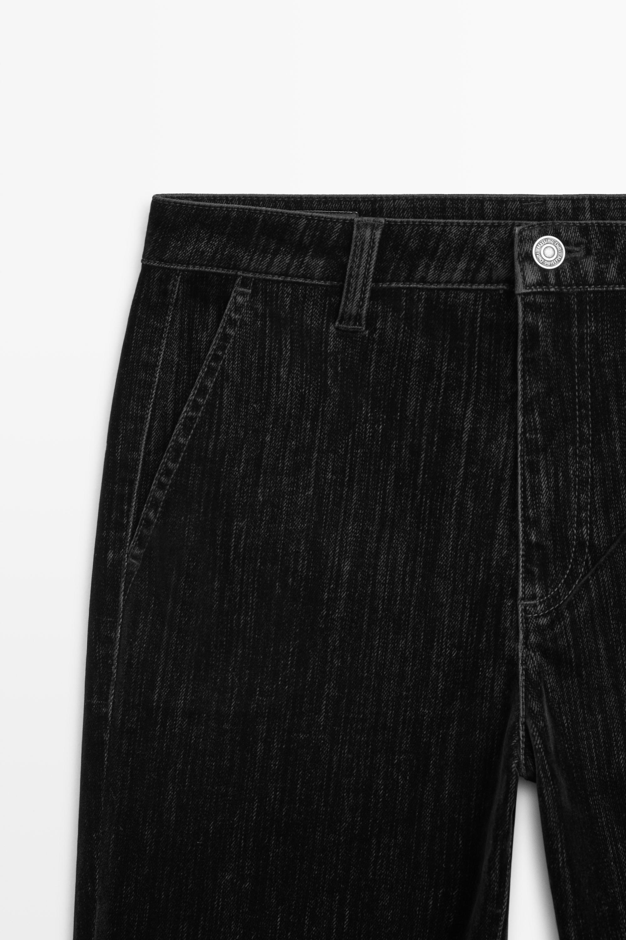 Jean flare cropped taille moyenne floqué