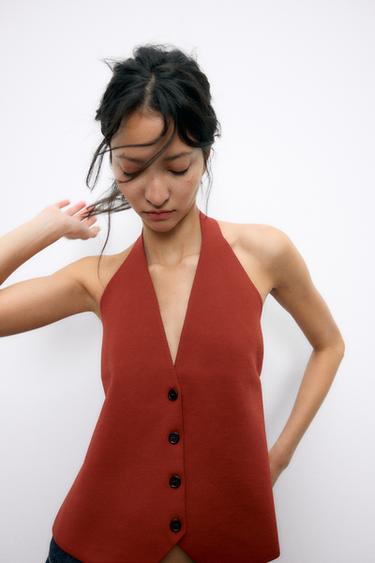 CHALECO PUNTO HALTER - Caldero de Zara