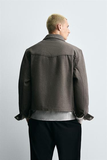 TWILL TEXTURED OVERSHIRT - Brown by Zara