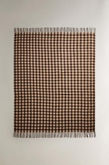 PLAID CARREAUX FRANGES - Marron de Zara - Image 0