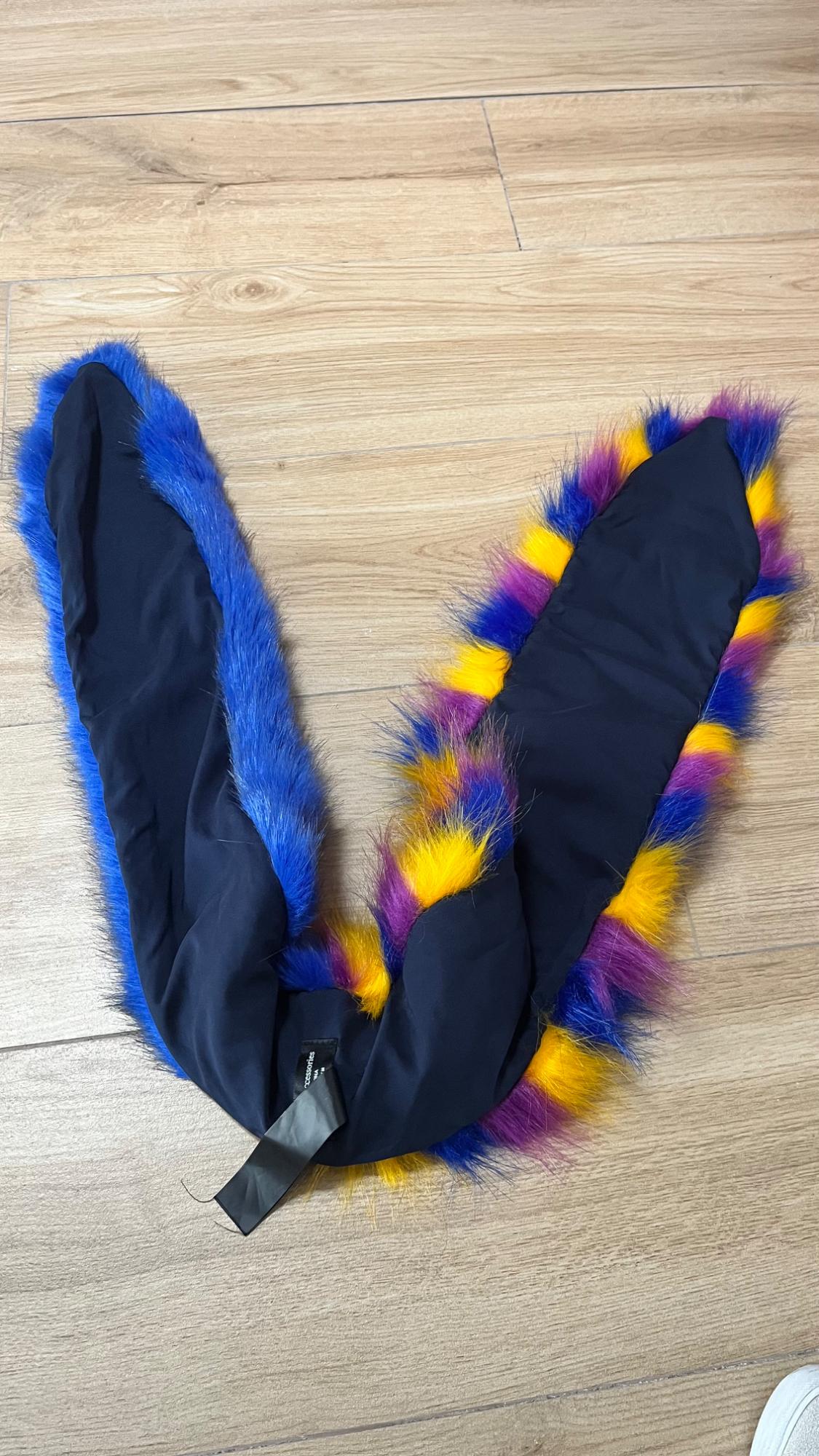 FAUX FUR STOLE WITH MULTICOLOURED STRIPES - Image 3