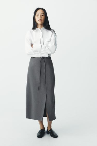 BELTED PENCIL SKIRT - Grey marl by Zara
