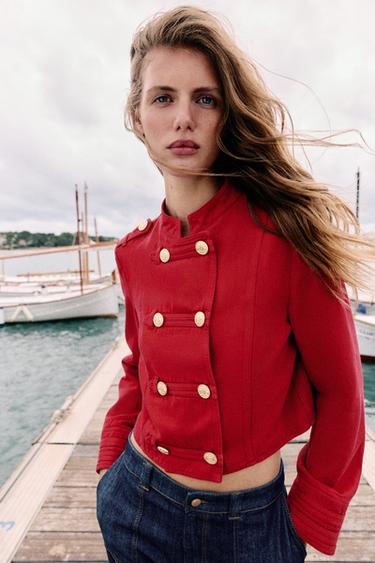 BLOUSAON AJUSTÉ À BOUTONS - Rouge de Zara