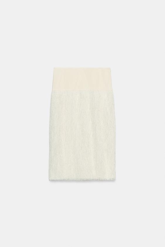 FALDA COMBINADA FLECOS - Crudo de Zara - Imagen 0