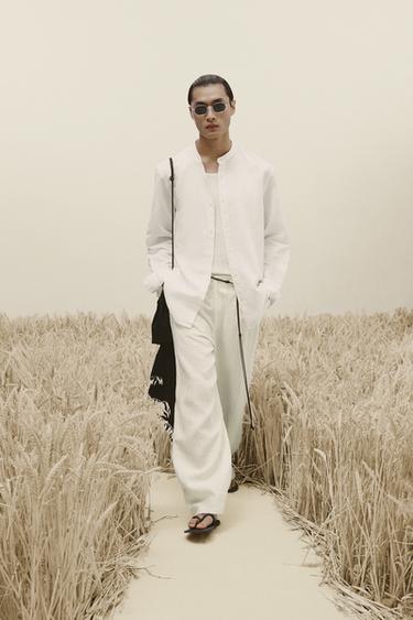 قميص RELAXED FIT كتان - قطن - أبيض الخاص بـ Zara