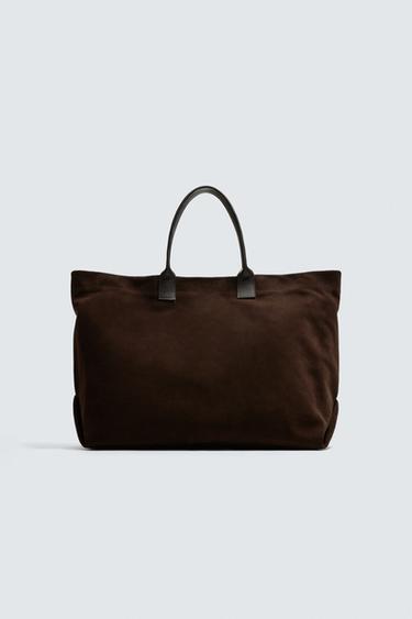 LIMITED EDITION LEATHER TOTE BAG - Brown by Zara