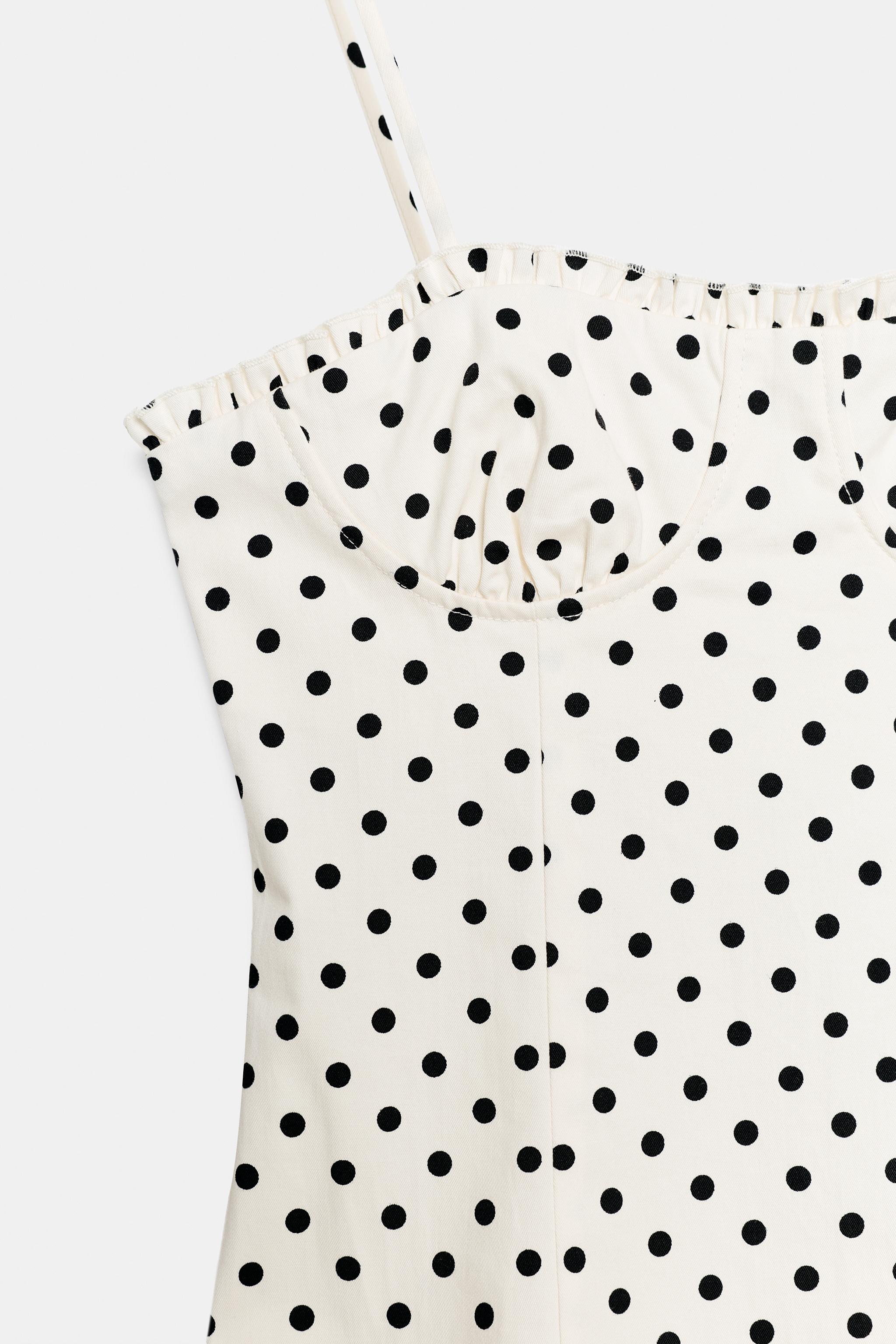 ROBE MI-LONGUE CORSAGE À POIS