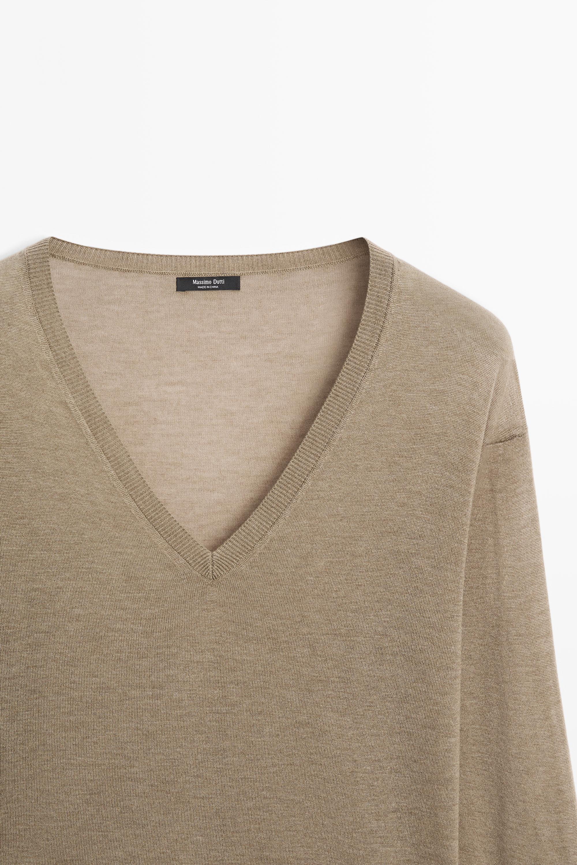 Silk and wool blend knit sweater
