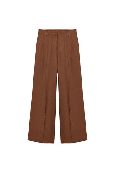 ZW COLLECTION DARTED LINEN BLEND TROUSERS