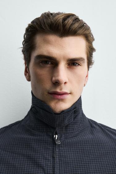 BLOUSON REGULAR FIT À CARREAUX - Bleu marine de Zara - Image 6
