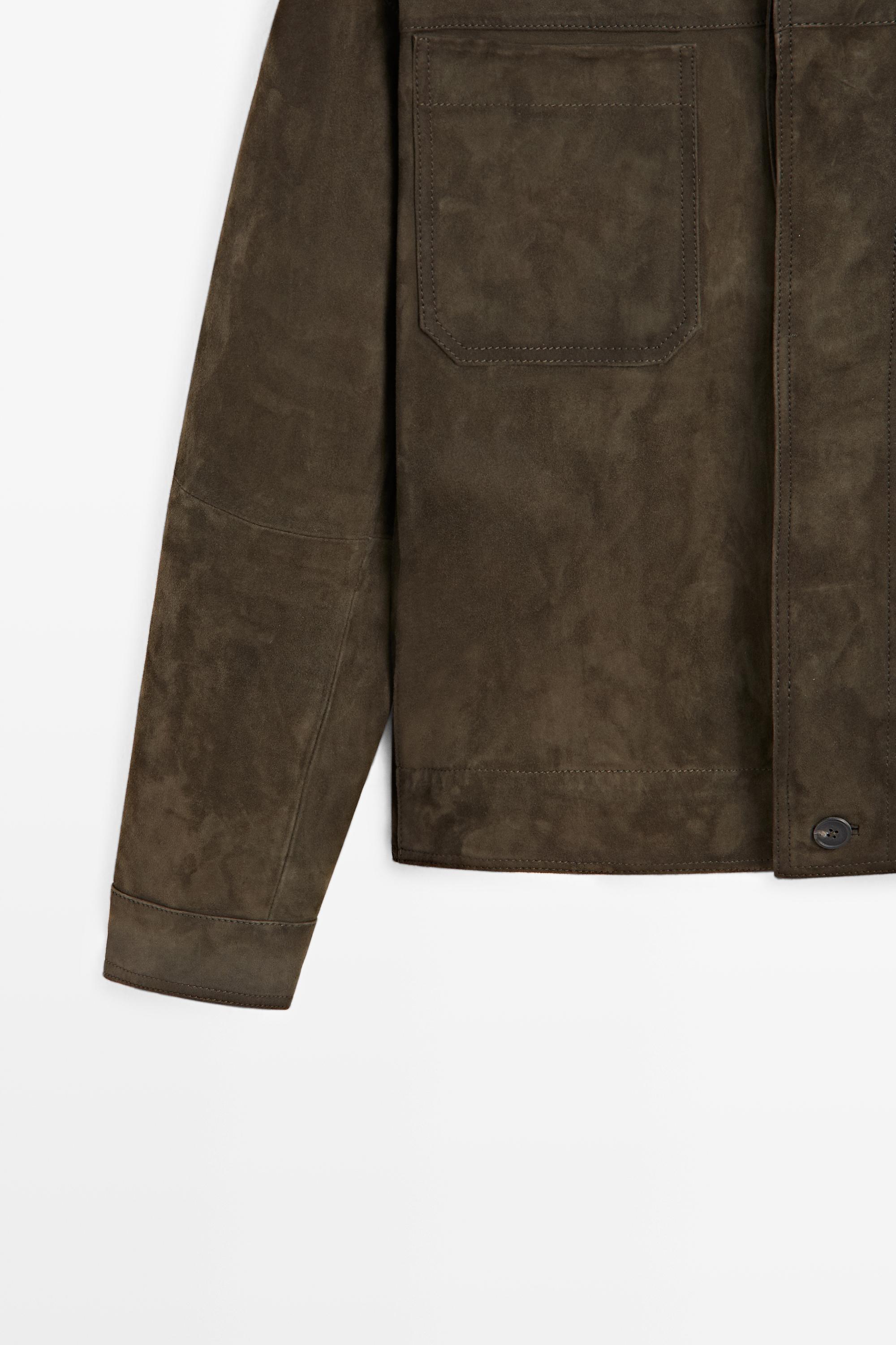 Veste en cuir effet daim relaxed fit