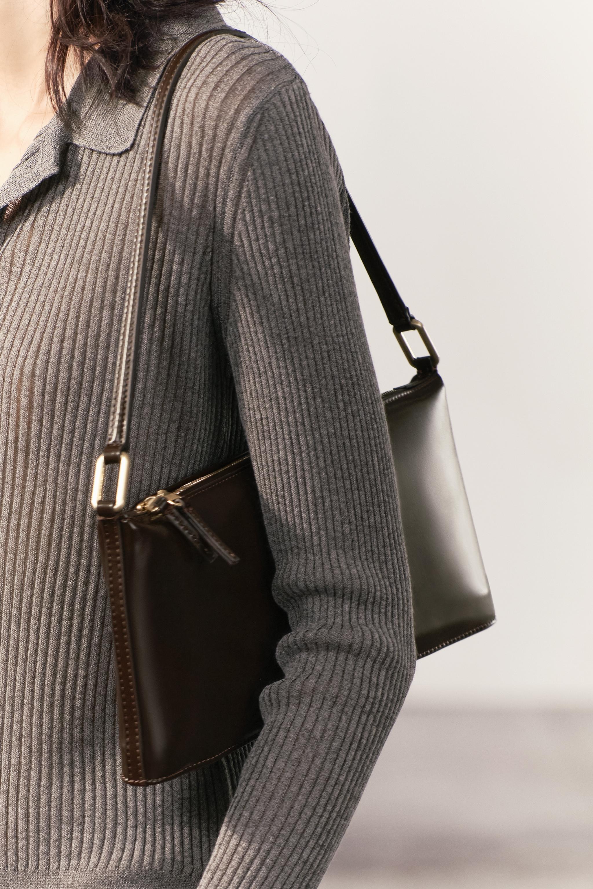 ZIPPERED SHOULDER BAG - Brown | ZARA United States