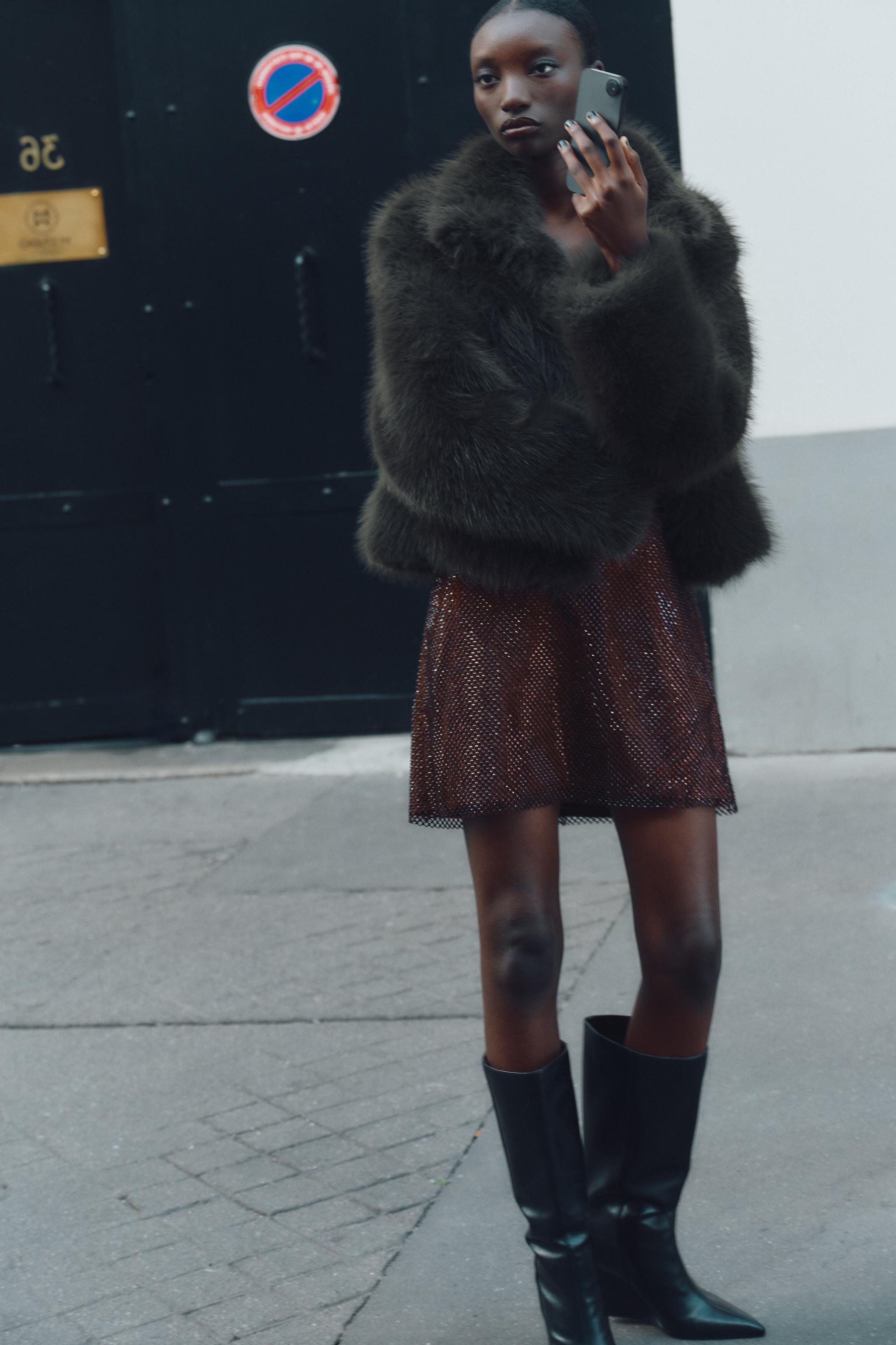 ZARA ブラウン ファーコート Sサイズ 未使用 ZARA ブラウン ファーコート XSサイズ
