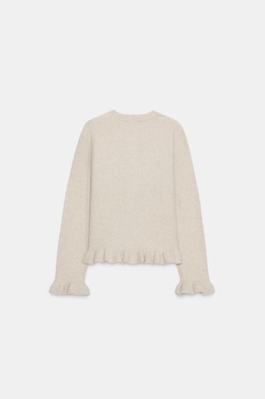GILET EN MAILLE À VOLANTS - Sable de Zara - Image 5