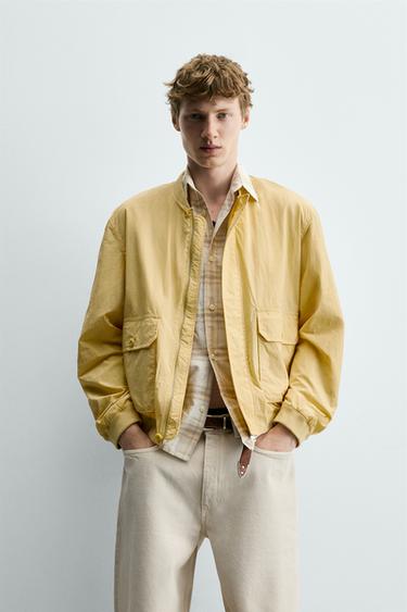 Zara REGULAR FIT TECHNICAL BOMBER JACKET - Vanilla