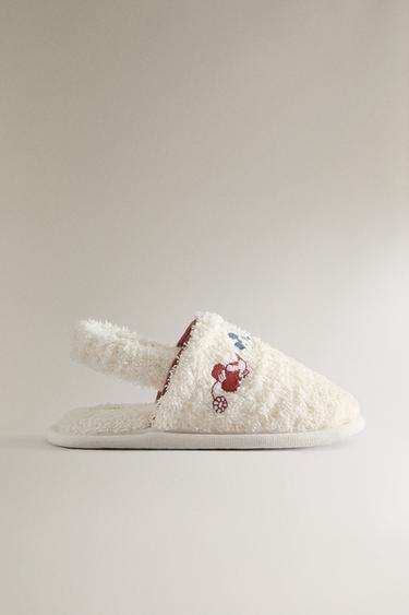 MICKEY & MINNIE ©DISNEY KIDS' TOWEL BATH SLIPPERS - أبيض الخاص بـ Zara