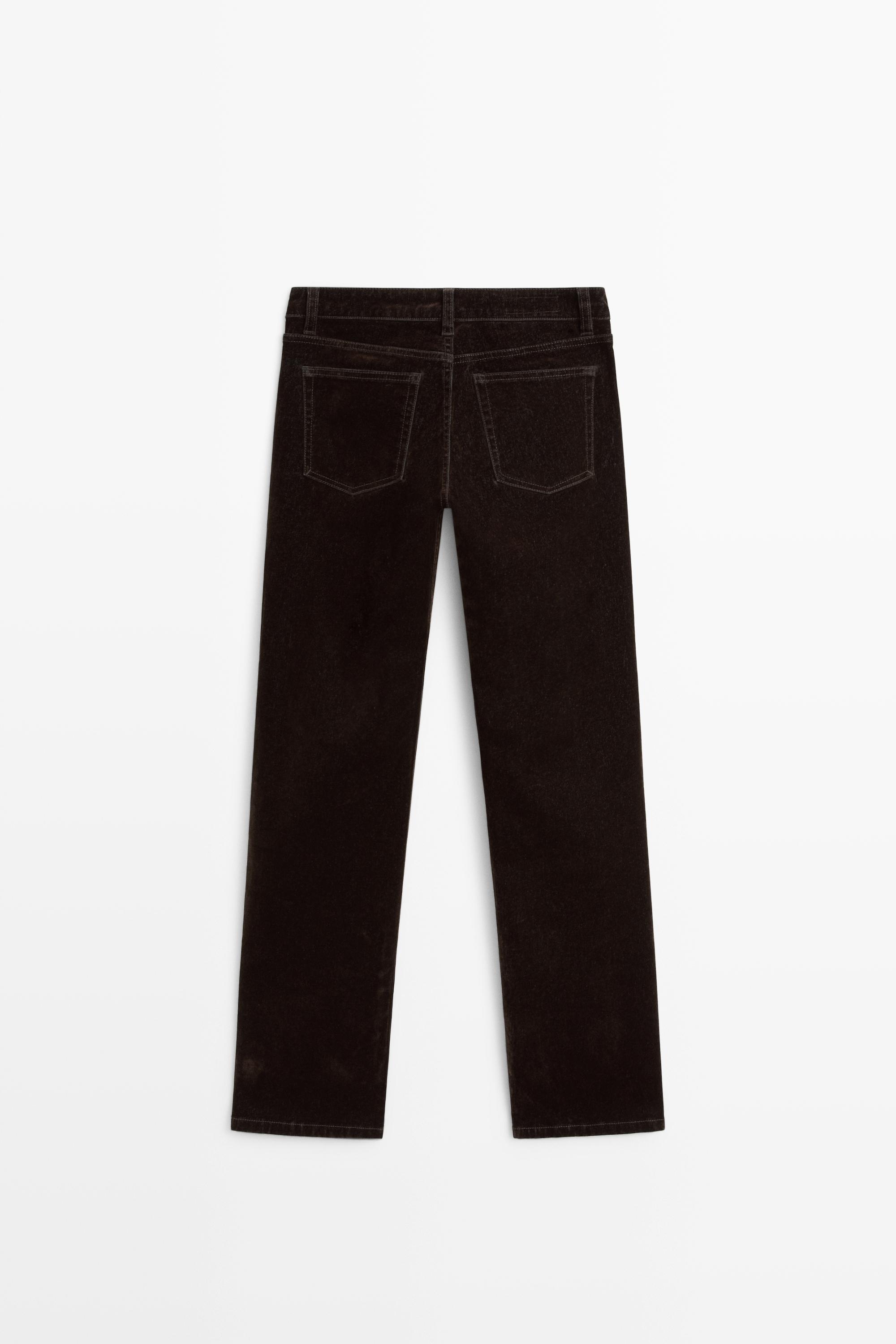 Jean straight taille basse fini floqué