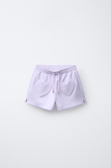 BERMUDA DE MOLETOM COM BOLSOS DE CORAÇÃO - Malva da Zara - Imagem 0
