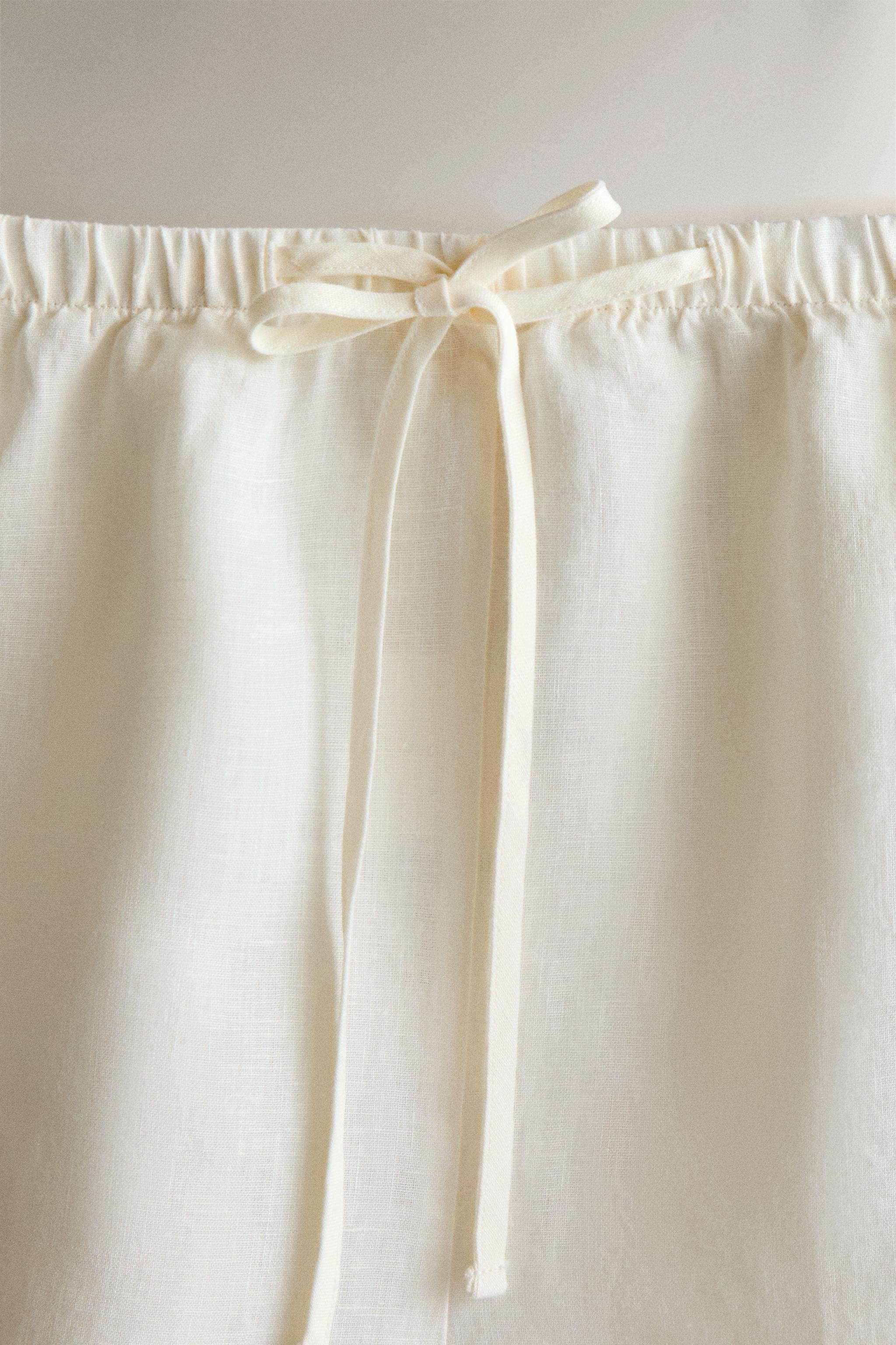 LINEN SHORTS — Ecru