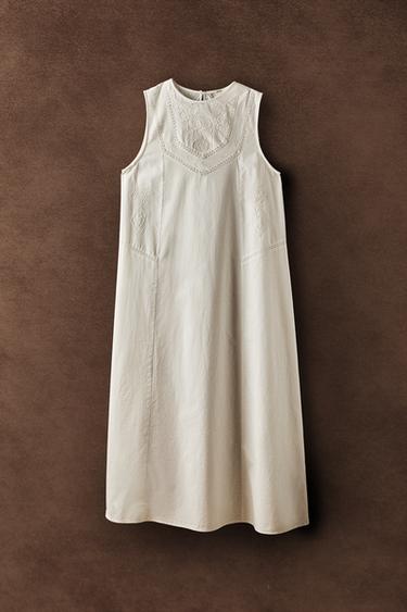 CHEMISE DE NUIT COTON BRODERIES - Écru de Zara - Image 5