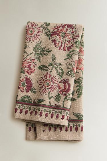 Zaras SERVETTPAKET MED BLOMTRYCK (2-PACK) - Brun/prick