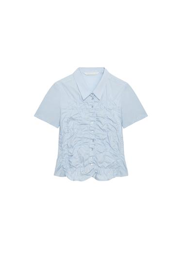 ギャザー入りポプリンシャツ空色Zaraのギャザー入りポプリンシャツ - 空色 