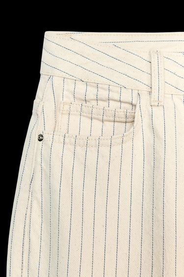 Z1975 STRAIGHT HIGH-WAIST FULL LENGTH STRIPED JEANS - Ecru by Zara