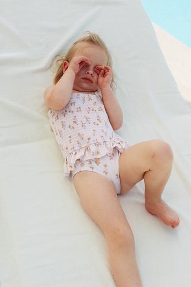 1-6 YEARS/ FLORAL PRINT SWIMSUIT WITH RUFFLES - Stone by Zara