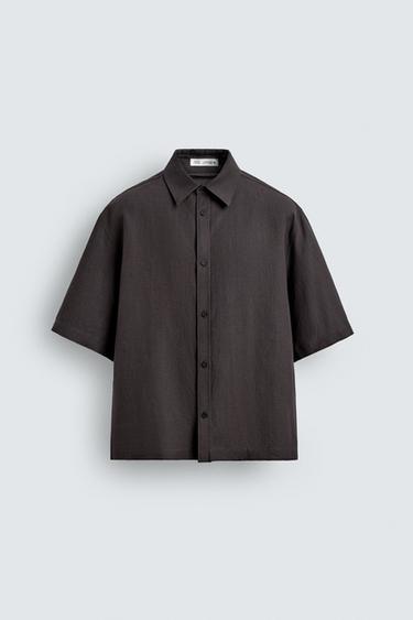 CAMISA 100% CÂNHAMO - Marrom da Zara