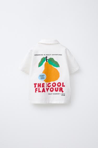 FRUIT PRINT LINEN-BLEND SHIRT - Ecru by Zara - Image 1