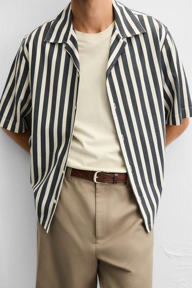 STRIPED TEXTURED SHIRT - Dark grey by Zara - Image 4