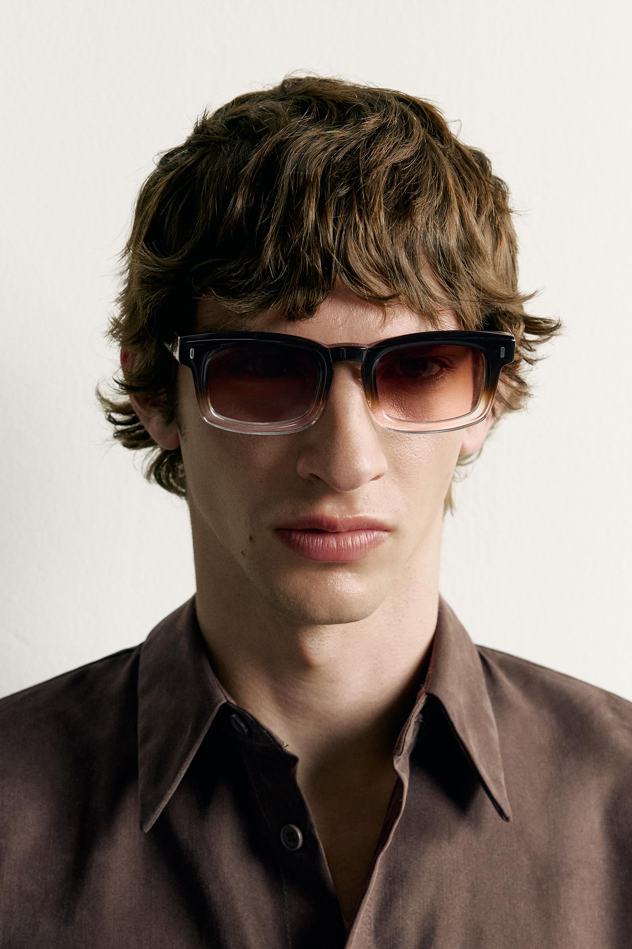 RECTANGULAR SUNGLASSES — Brown