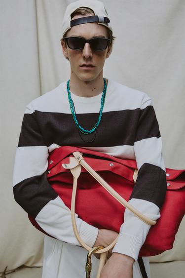 BOLSO SHOPPER DETALLES PIEL AARON LEVINE X ZARA - Rojo de Zara