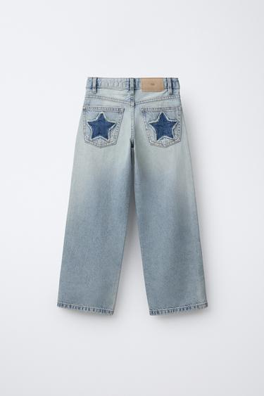 Zara TRAPPERICE ŠIROKIH NOGAVICA S ZAKOVICAMA – Plava