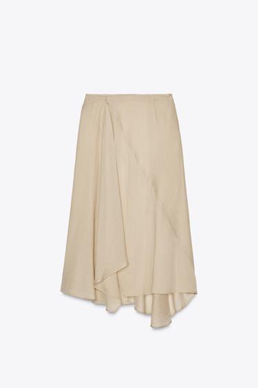FLOWING SEMI-SHEER SKIRT - Light green by Zara - Image 4
