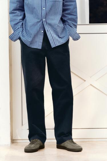 Zara 直筒版休閒長褲 - 海藍色