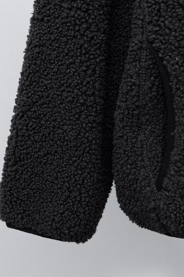 FAUX SHEARLING JACKET WITH HOOD - Dark anthracite by Zara - Image 7