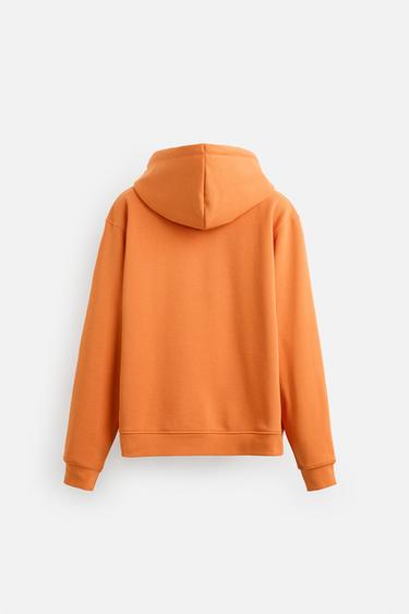RELAXED FIT ZIP-UP HOODIE - Orange by Zara - Image 7