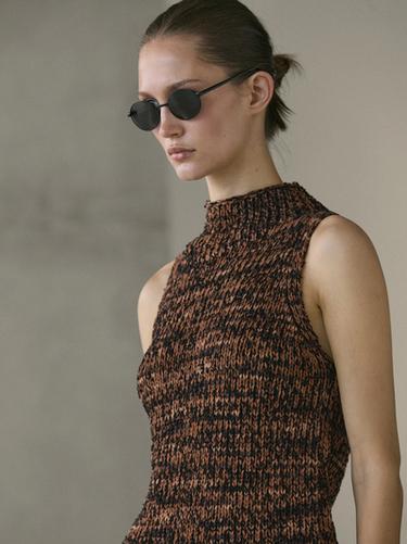 Zara Flecked knit halter top - Brown