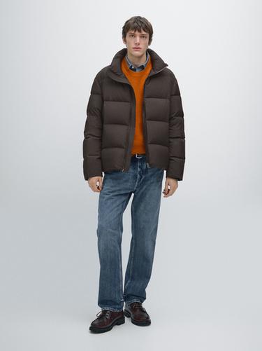 Zara Water-repellent puffer jacket - Chocolate