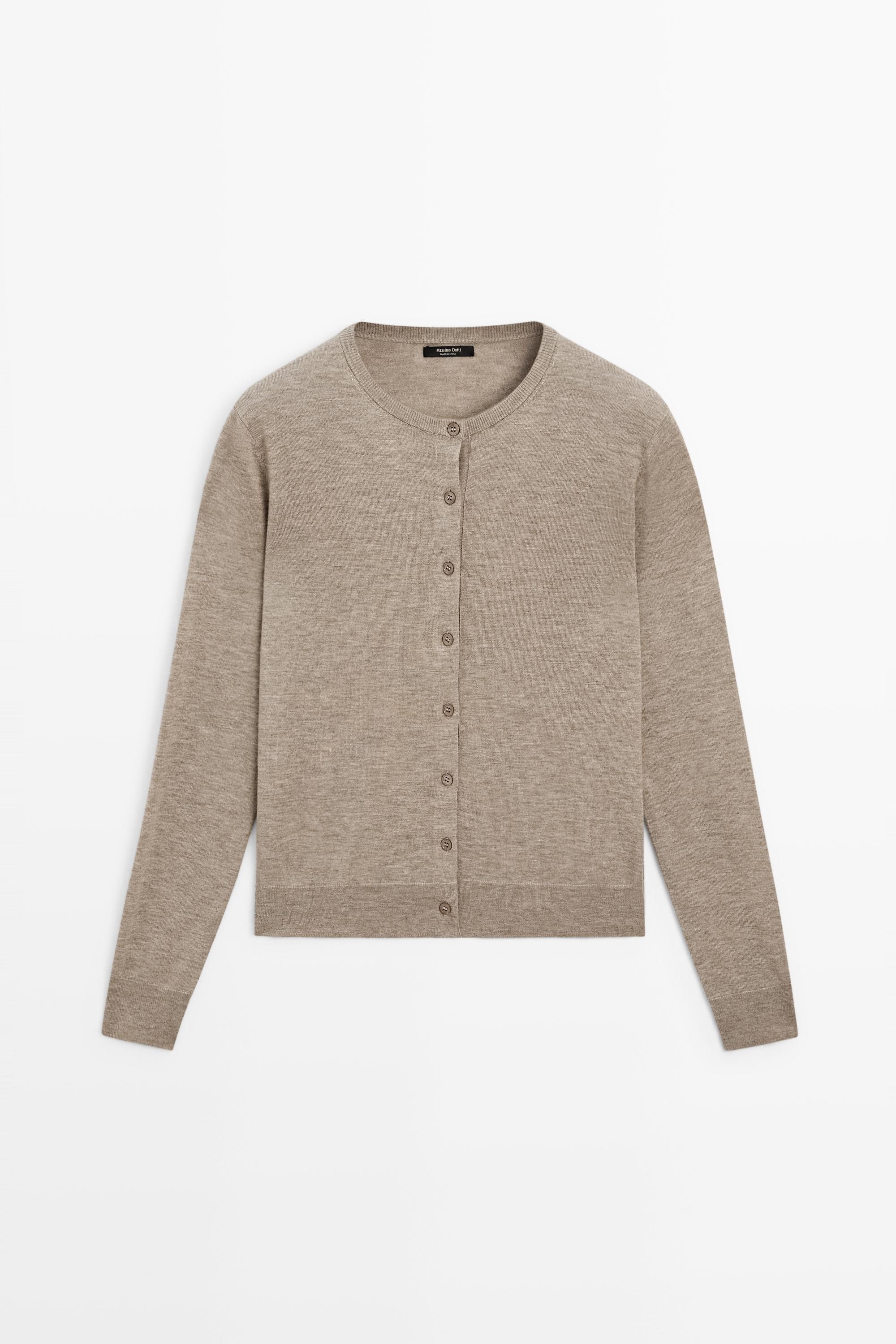 Cardigan en maille fine col rond