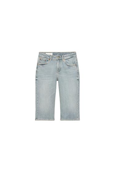 TRF ミッドライズカプリデニムパンツブルーZaraのTRF ミッドライズカプリデニムパンツ - ブルー 