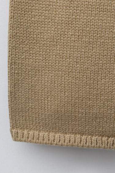 HEART EMBROIDERED KNITTED CULOTTES - Light khaki by Zara - Image 3