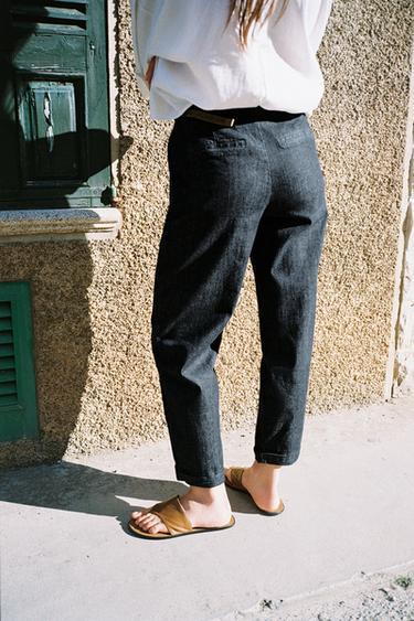 PANTALON Z1975 CHINO DENIM CEINTURE TRESSÉE - Bleu de Zara - Image 2